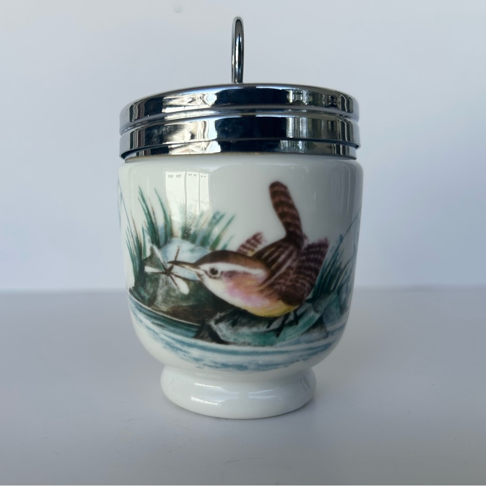 Royal Worcester Porcelain Egg Cup with Bird Motif